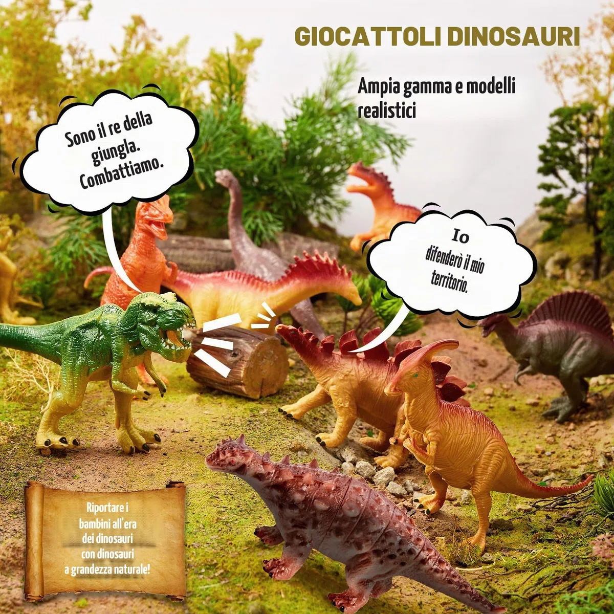 TOEY PLAY 12 Pezzi Dinosauro Giocattolo Gigante, Figure Dinosauri Set con Alberi, T-Rex, Triceratop, Giochi Dinosauri 3 4 5 6 Anni, Regalo per Bambini Ragazzi Ragazze