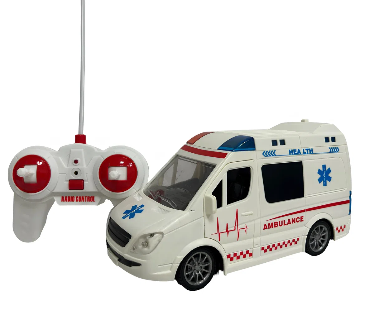 Ambulanza Telecomandata per Bambini Ambulanza Giocattolo con Luci Suoni Sirene Porte Apribili Autoambulanza Grande Scala 1:16 RadioComando Pronto Soccorso Suoni Luci Led Movimento Veicolo Soccorso (A)